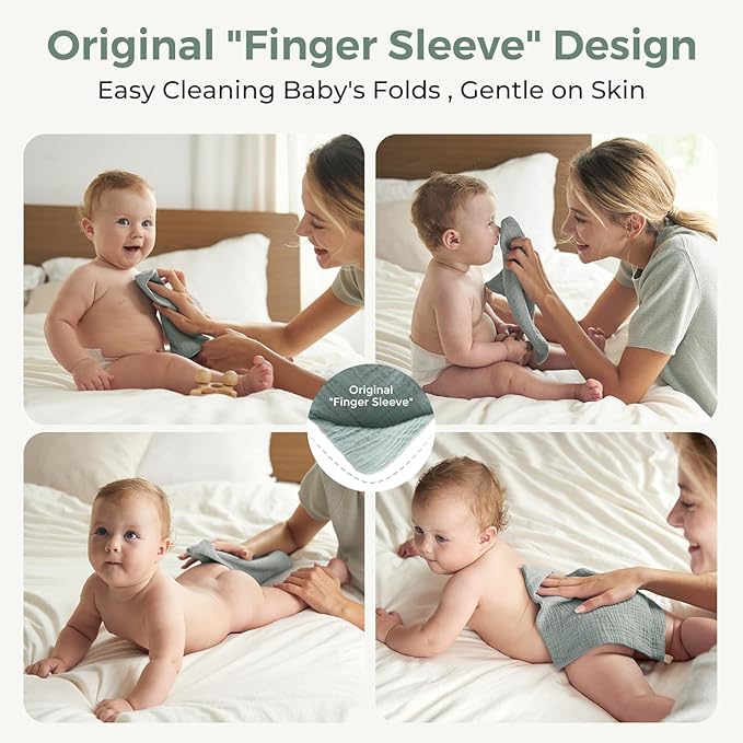 Momcozy Baby Washcloths - 4 Layer Design| Medium Thickness| Soft & Absorbent| Premium Cotton for Newborns' Skin-Great for Bathing, Wiping & on-the-go Use, Shower Gift and Essential(5 Pack, 10x10 inch)