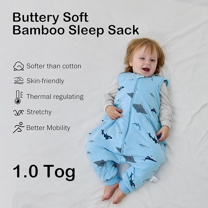 BubblePanda Rayon Made from Bamboo Toddler Sleep Sack with Feet 12-24 Months 1.0 Tog Ultra Soft Toddler Sleeping Sack 1t-2t Sleep Bag Walker Quilted Wearable Blanket with Legs 2-Way Zipper Lightweight