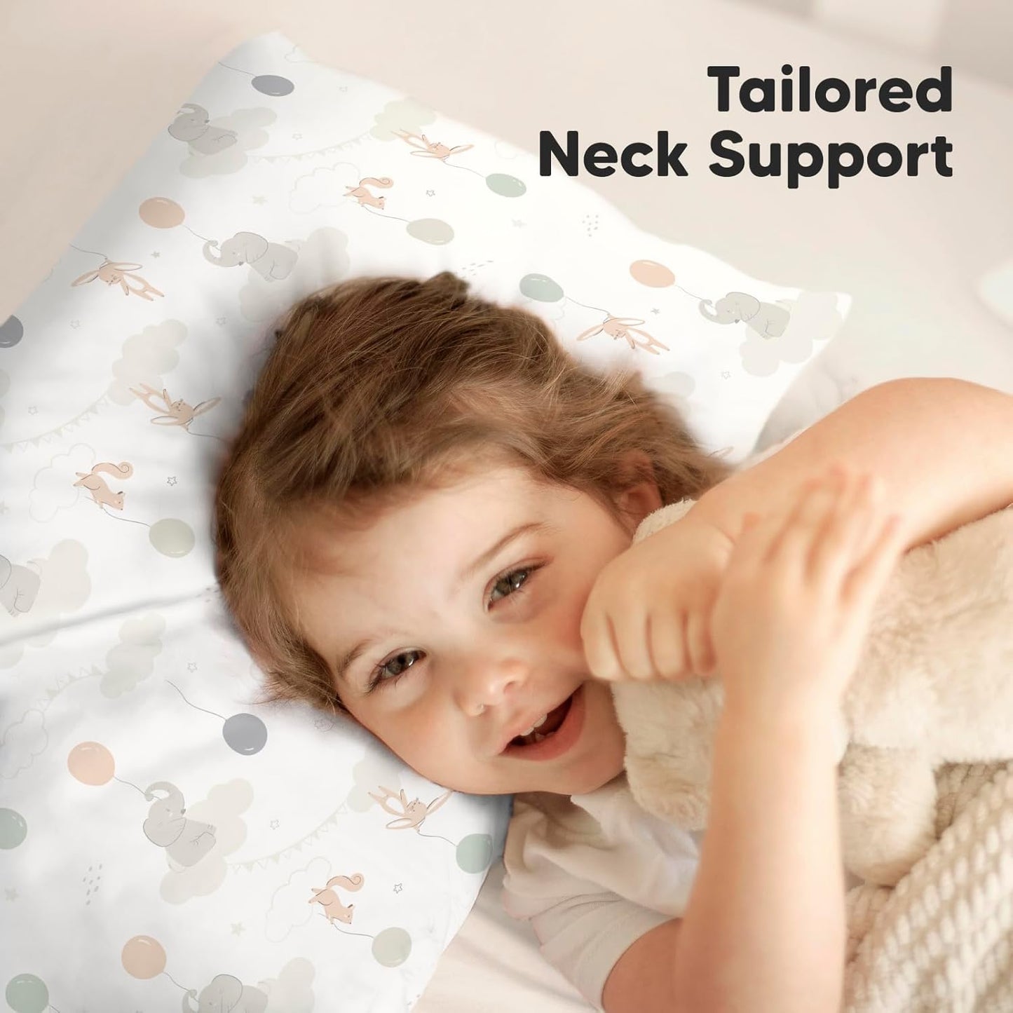 KeaBabies Toddler Pillow with Pillowcase, Jumbo 14X20 - Soft Organic Cotton Toddler Pillows for Sleeping - Machine Washable - Perfect for Travel, Toddler Bed Set (Escapade)