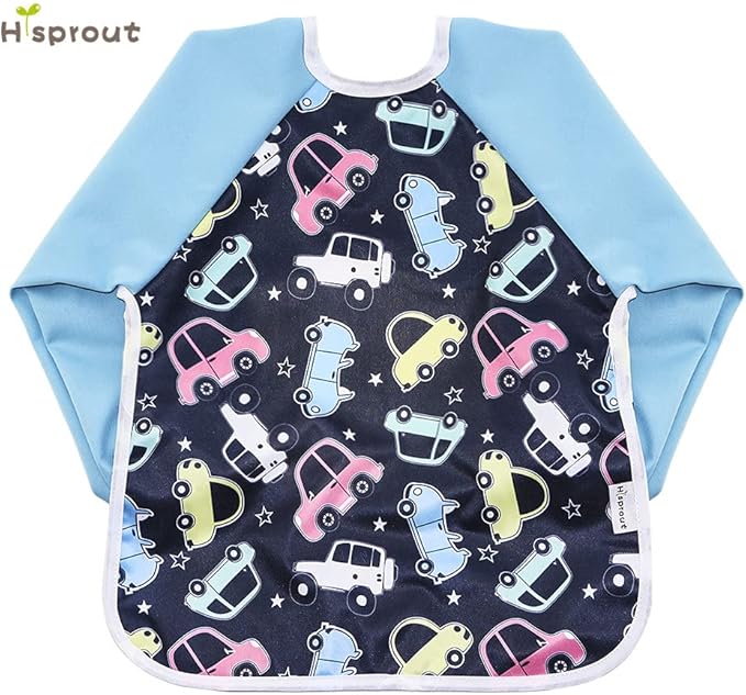 Infant Toddler Baby Waterproof Sleeved Bib, Bib with Sleeves&Pocket, 6-24 Months