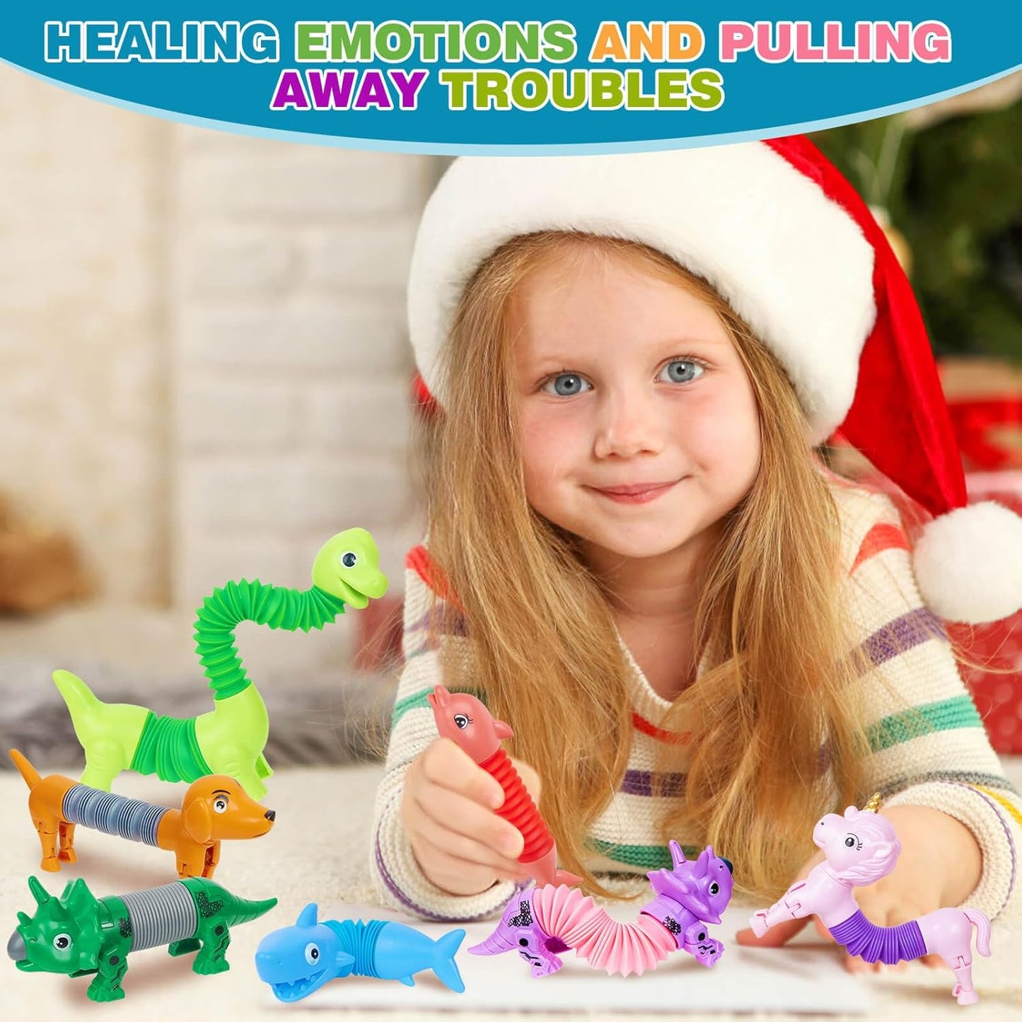 10 Pack Pop Tubes,Dog pop Tubes, Animal pop Tubes Fidget Toys,Sensory Tubes Fidget Toys for Kids ,Toddler Sensory Toys,Fidget Tubes Party Favors,School Reward,Gift for Kids(LED Style)