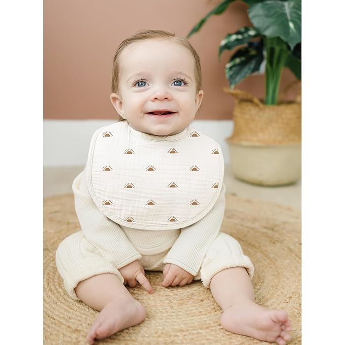 Konssy Muslin Baby Bibs 8 Pack Baby Bandana Drool Bibs Cotton for Unisex Boys and Girls, Soft Absorbent Set for Teething and Drooling