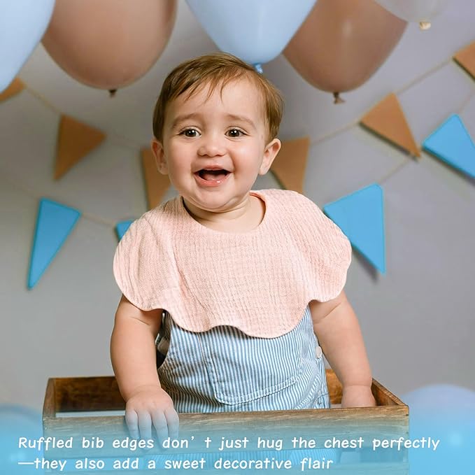 EllieHouse Baby Bibs for Girls Boys 10Pack Muslin Drool Teeth Drooling Teething Bibs Muslin Cotton for Infant Toddler