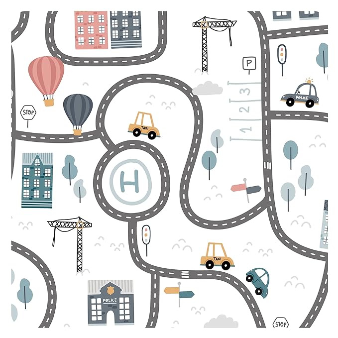 BapronBaby Tiny Town Bapron - No Neck Tie Safer Bib for Baby & Toddler - Soft Waterproof Stain Resistant - Machine Washable - Sz Baby/Toddler 6m-3T