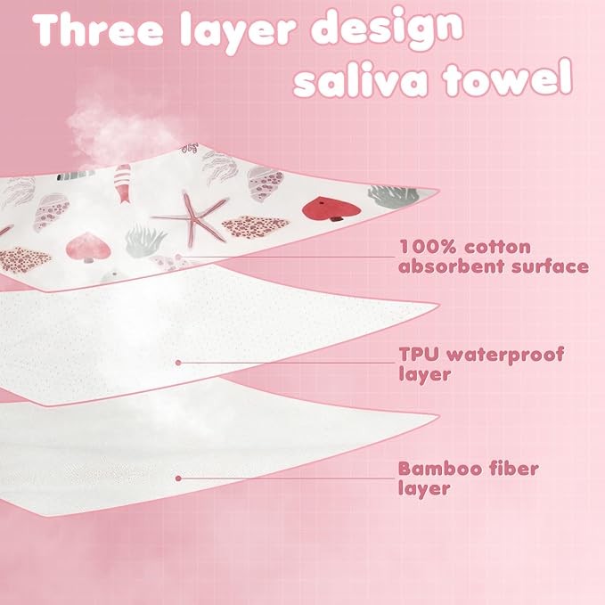 Newwiee 5 Pcs Large Towel Bib Toddler for Baby Toddler Cloth Bib Soft Pullover Baby Absorbent Full Coverage Drooling Feeding