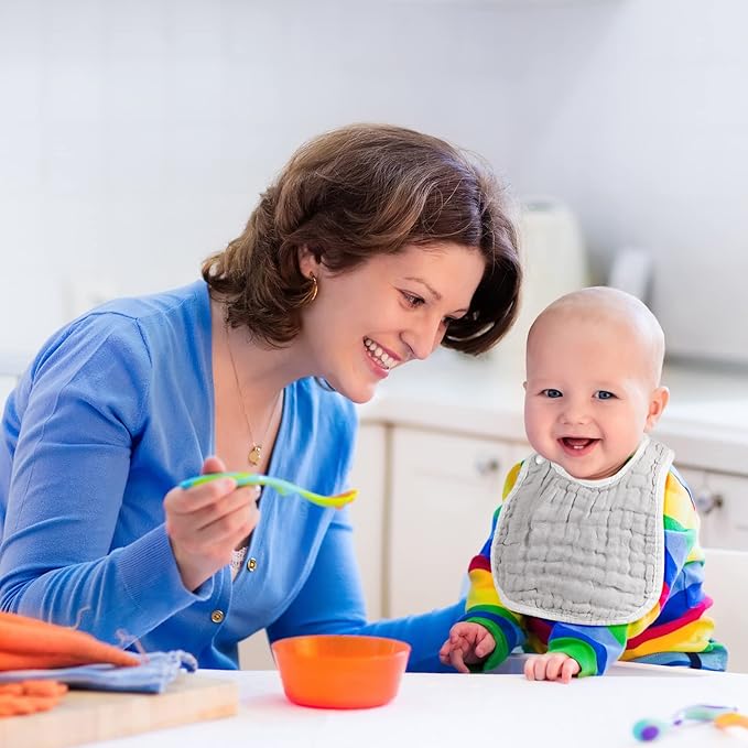 Yahenda 24 Pcs Muslin Baby Bibs Bandana Drool Bibs for Unisex Boys Girls Soft Cotton Drooling 8 Absorbent Layer,adjustable with Easy Snaps for Teething Baby Girl, Boy, Newborn Infant