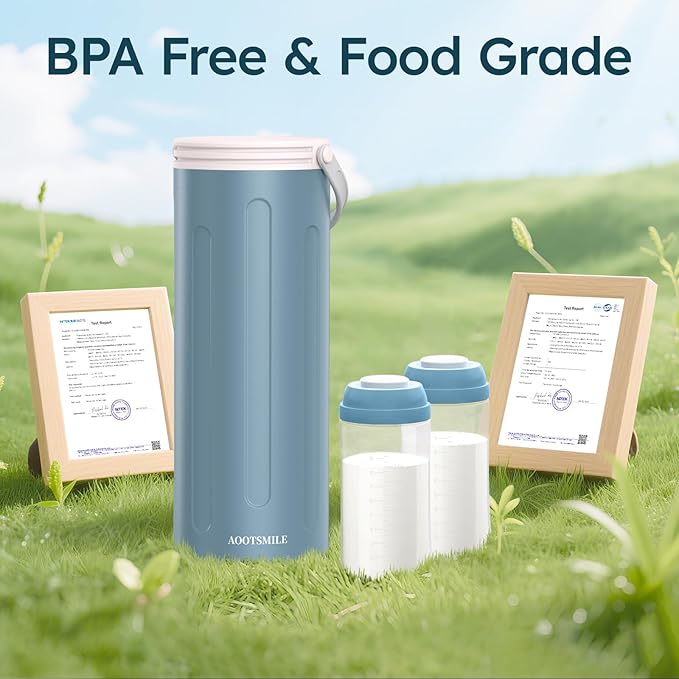 Portable Breast Milk Cooler for Travel, 22oz Large Capacity Breastmilk Chiller for Working Moms, 360° Cooling Keeps Milk Chilled 24 Hours, Includes 2 Baby Bottles, Breastfeeding Essentials