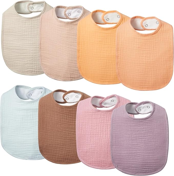 Lilian&Gema Baby Bibs 8 Pack Baby Drool Bibs for Unisex Boys Girls,Soft Cotton Bibs for Teething and Drooling Newborn