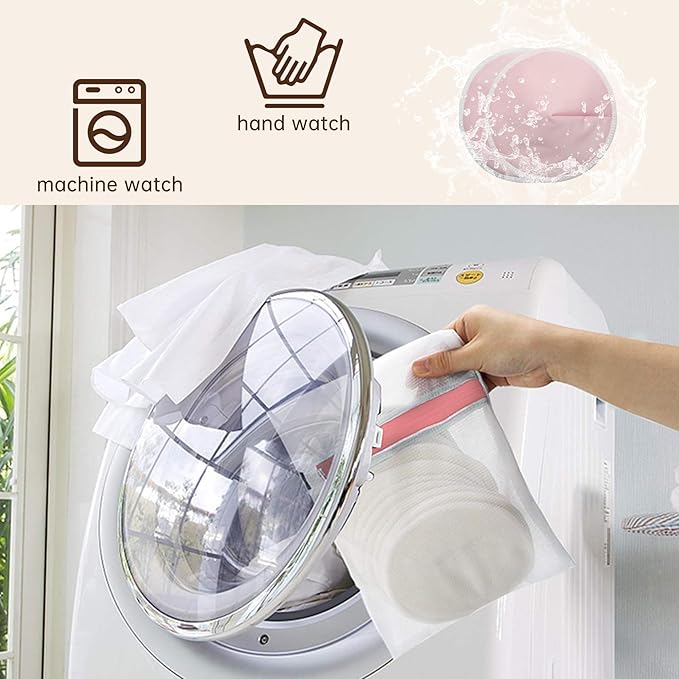 Nimiah Reusable Nursing Pads, Organic Breast Pads for Leaking Milk 14-Packs(7 Pairs), Washable Bamboo Nipple Padding for Breastfeeding Fits B-D Cup with Wash Bag Multi