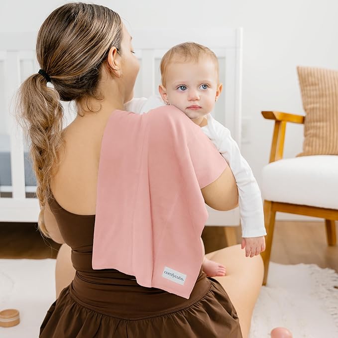 Comfy Cubs Baby Burp Cloths Set (Pack of 6) - Large, 6-Layer, Ultra Absorbent 100% Cotton for Infant Spit-Up, Drool, and Messes - Soft, Gentle, Thoughtful New Born Baby Gifts, Bold Blush