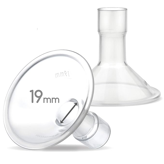 Maymom MyFit 19 mm Small Shields Compatible with Medela Breast Pump- PersonalFit, Freestyle, Harmony, Maxi, Freestyle Flex Connector; Connect to Maymom Widemouth/Narrow Connector, 2pcs