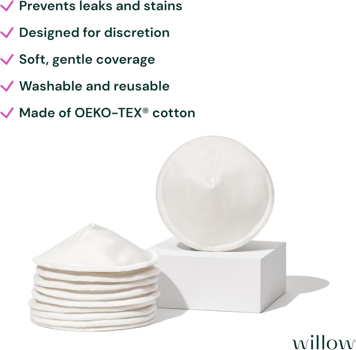 Willow Reusable Nursing Pads, 10-Count