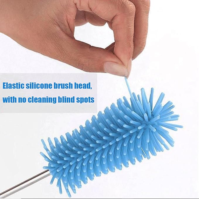 Water Bottle Cleaner Brush Semi-Automatic Silicone Bottle Brush for Baby, Sports, Vase, Glassware, and Smaller Diameter Openings