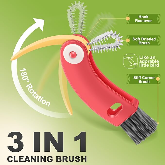 3 in 1 Cup Lid Cleaning Brush 4 Pack - Multifunctional Cleaning Brush Set for Tight Spaces, Bottle Gaps & Travel Mugs | Portable Durable Cup Lid Cleaner Tools with 4 Assorted Colors (Home Kitchen Use)