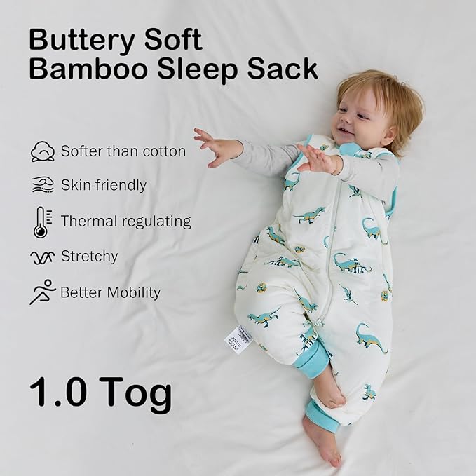 BubblePanda Rayon Made from Bamboo Toddler Sleep Sack with Feet 24-36 Months 1.0 Tog Ultra Soft Toddler Sleeping Sack 2t-3t Sleep Bag Walker Quilted Wearable Blanket with Legs 2-Way Zipper Lightweight
