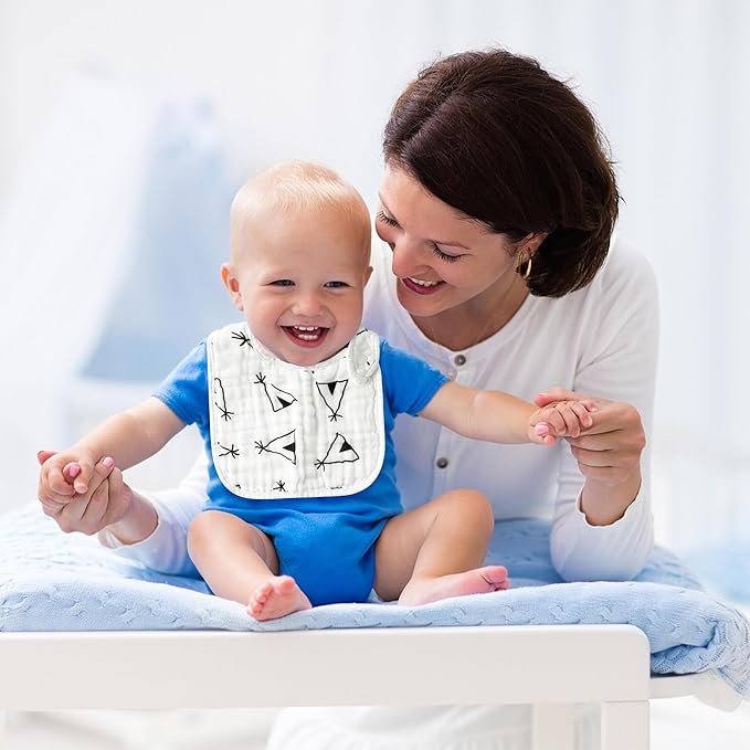 Zainpe 6Pcs Snap Muslin Cotton Baby Bibs Summer Ice Cream Pattern Infants Drool Bib Soft Absorbent Adjustable Burp Cloths Feeding Cloth for Newborns Girls Boys Toddlers Teething Eating 0 to 36 Months