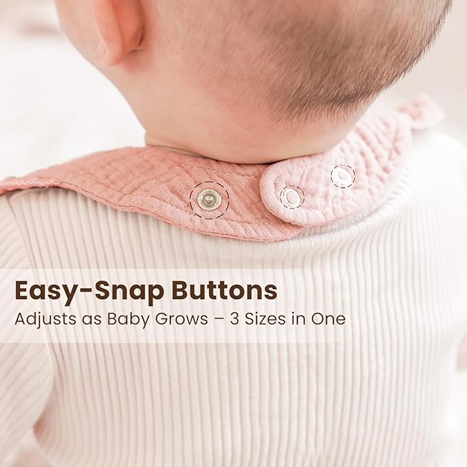 Konssy Muslin Baby Bibs for Girls – Soft 100% Cotton Drool Bibs, Ruffle Trim for Newborns & Toddlers 0-36 Months 3-Pack