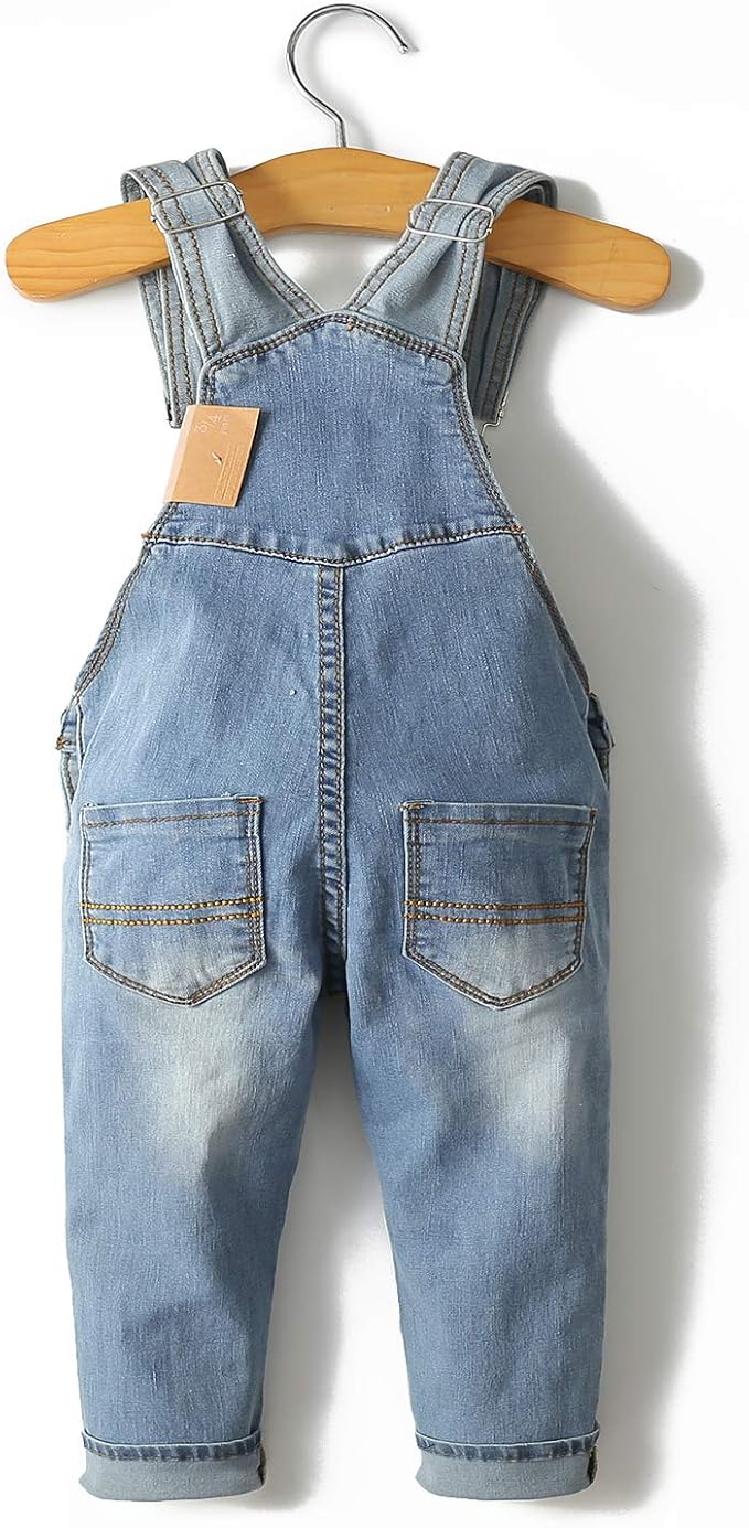 KIDSCOOL SPACE Baby Toddler 2 Buttons Adjustable Straps Fashion Jean Overall