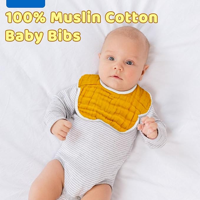 EllieHouse Baby Bibs for Girls Boys 10Pack Muslin Drool Teeth Drooling Teething Bibs Muslin Cotton for Infant Toddler