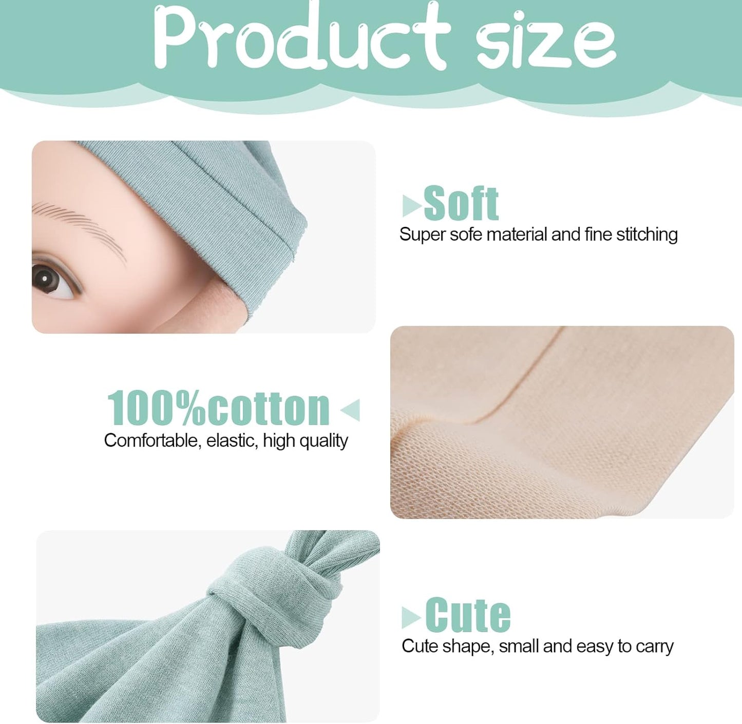 10 Pcs Baby Newborn Hats Set Stretchy Knot Beanie Hats for Boy Girl Baby Cute Cap Infant Beanies, 10 Colors, 0-6 Months