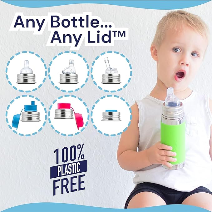 Pura Kiki 9oz/260ml Stainless Steel Insulated Sippy Bottle w/Sleeve, Plastic-Free, MadeSafe Certified, Medical-Grade Silicone Sipper Spout Fast Flow Rate for Kids, Toddlers, Babies & Infant – Moss