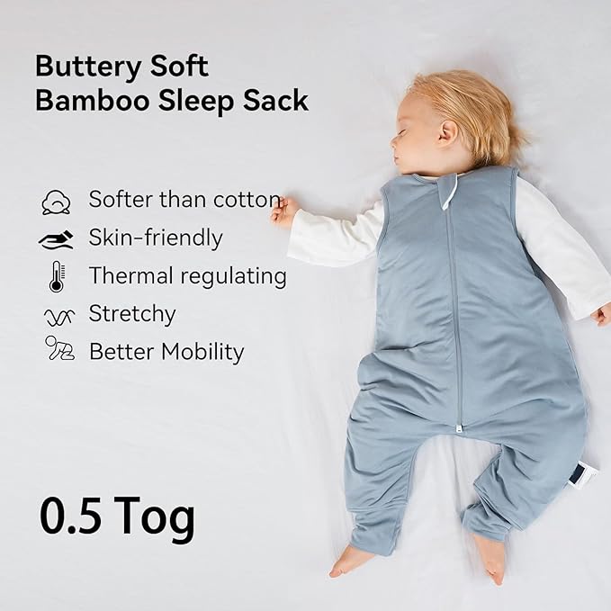 BubblePanda Rayon Made from Bamboo Toddler Sleep Sack with Feet 24-36 Months 0.5 Tog Ultra Soft Toddler Sleeping Sack 2t-3t Baby Sleep Bag Walker Wearable Blanket with Legs 2-Way Zipper Lightweight