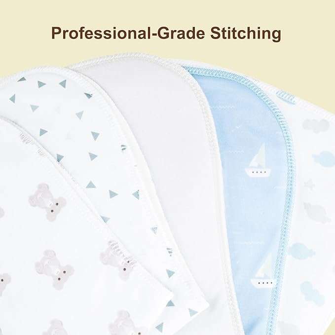 2-in-1 Burp Cloths and Baby Bibs - 6 Pack Large Super Absorbent Soft Cotton Burping Cloths for Spit Up, 3 Layers Thick Baby Burp Rags for Girls & Boys