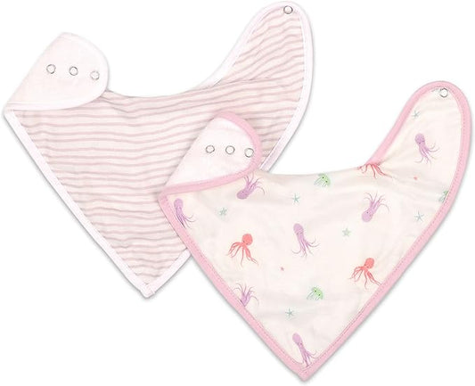 Bamboo Little Baby Bibs (Pack of 2) - Bibs with Adjustable Snaps- Absorbent Terry Backing