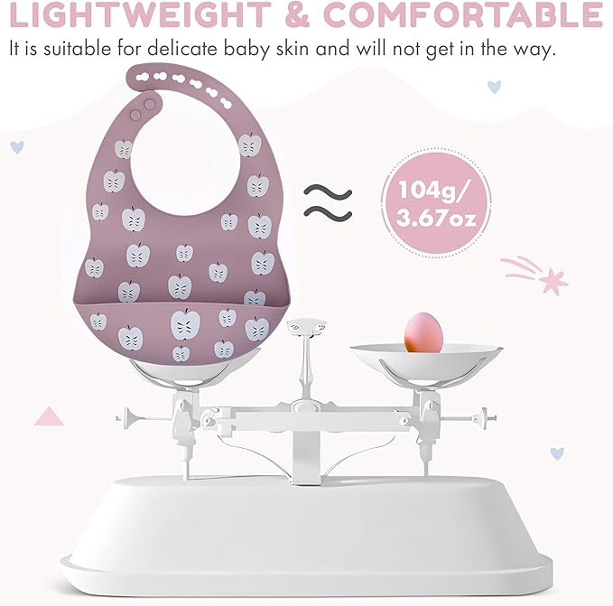 BPA-Free Silicone Baby Bibs with Travel Case, Toddlers Boys/Girls, Large Pocket, Adjustable, Toddlers 6-48 Months