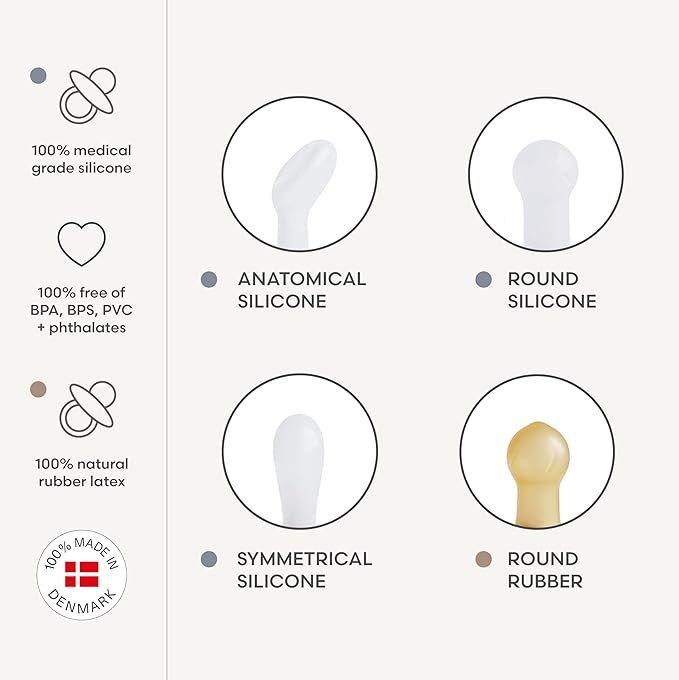 FRIGG Baby's First Pacifier - Moonlight Sailing 4-Pack | Made in Denmark | BPA-Free (Cream, 0-6 Months)