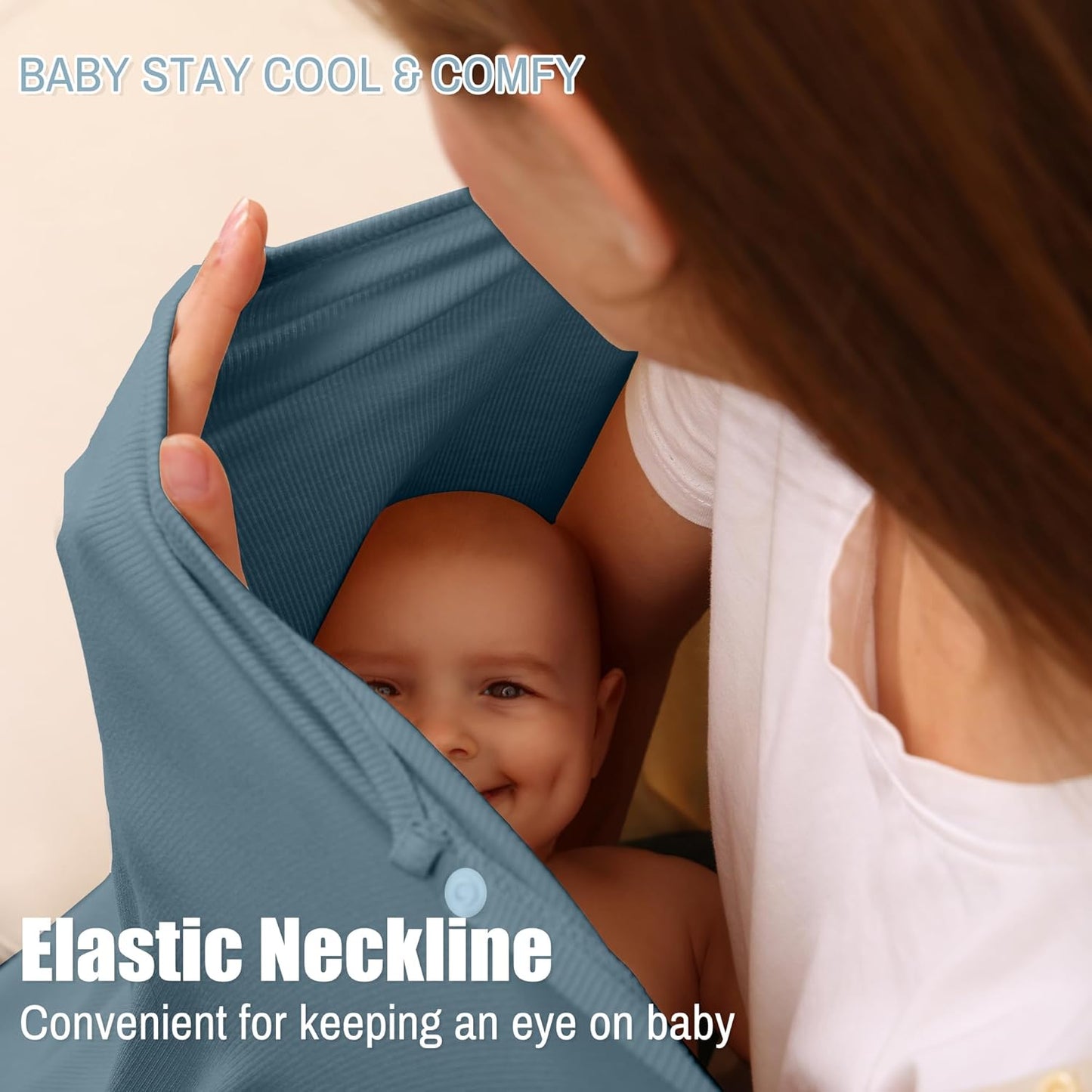 Nursing Cover for Breastfeeding- Viscose from Bamboo Ribbed Covers for Baby Breast Feeding, Full Coverage Privacy, Soft & Breathable Nursing Covers, Multi-Use Shawl Car Seat Cover