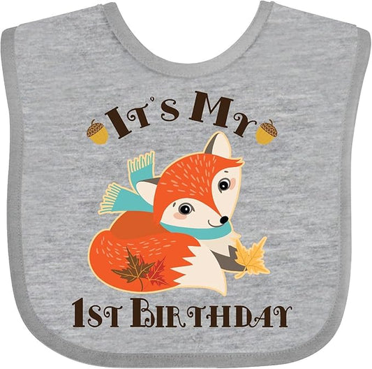 inktastic 1st Birthday Woodland Fox Baby Bib