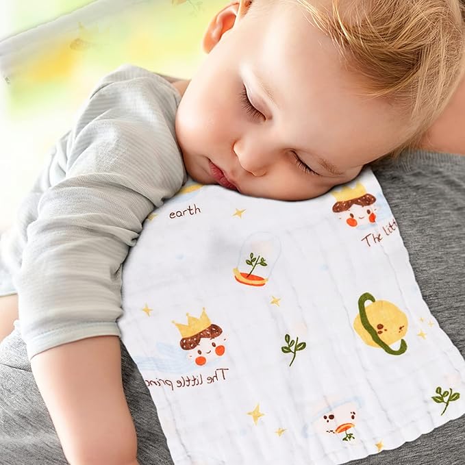 FOOK FISH Muslin Burp Cloths Large 20''x10'' 10 Packs for Baby Spit Up Cloths for Newborn,Absorbent,Soft,Large,6 Layers Baby Burp Rags,Unisex,for Boys and Girls (Animals)