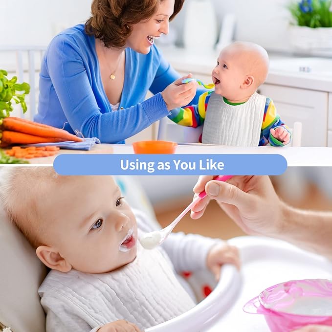 Zhanmai 20 Pack Muslin Baby Bibs Adjustable White Drool Bandana Bibs 6 Absorbent Layers for Newborn Baby Girl Boy Feeding, Drooling and Teething, Machine Washable