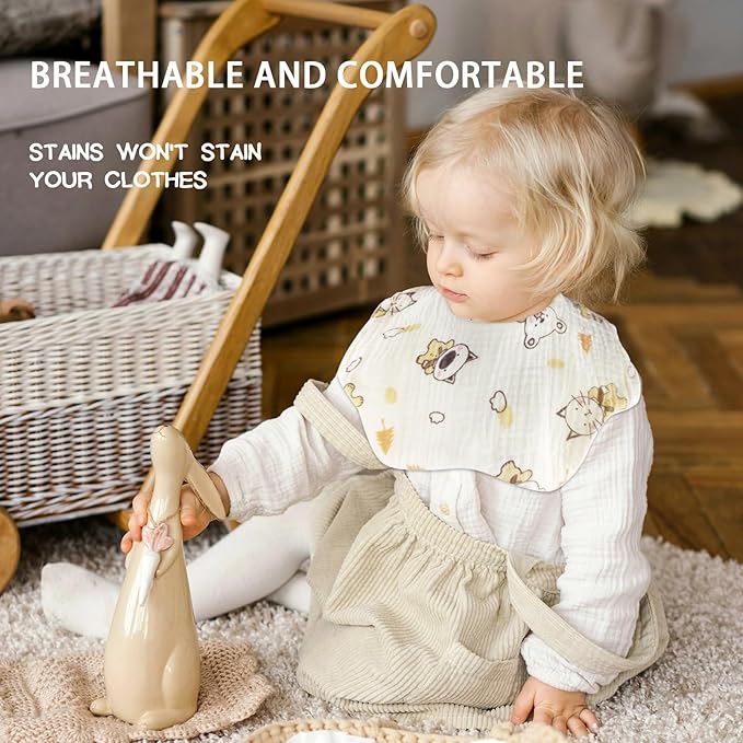 Baby Bibs Muslin Bibs for Baby Girl Boy for Drooling and Teething 10 Pack