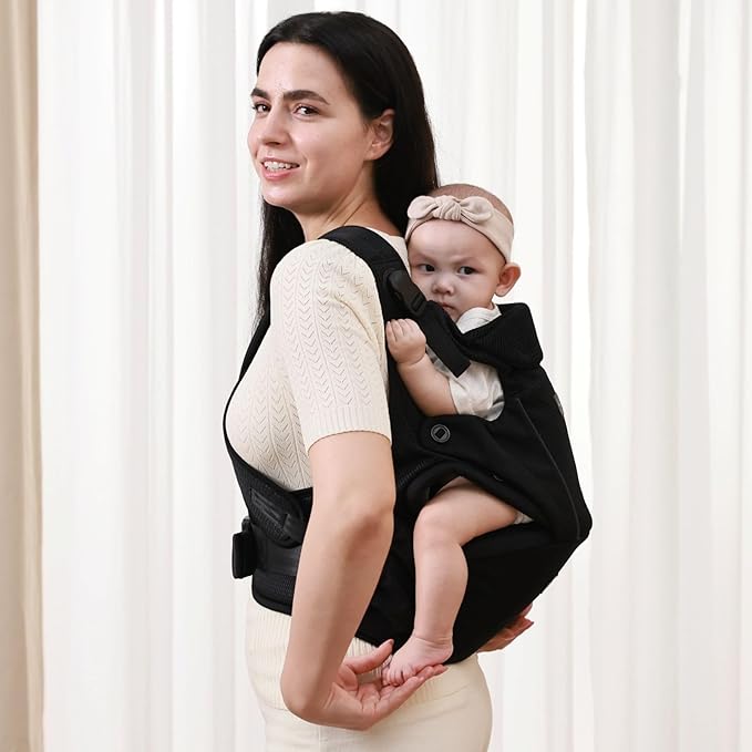SUNVENO Baby Carrier for Newborn to Toddler – CPC-Certified Breathable Mesh Hip Seat Carrier, Supports 7-45 lbs for Front & Back Carry with Adjustable Waistband, All-Season, Black