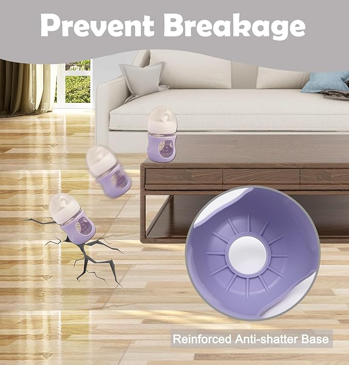 4 Pack Silicone Sleeves for Avent Natural Glass Baby Bottles, Anti Breakage Bottle Holder, Compatible with Philips Avent Glass Natural Baby Bottles (4 White, 4 OZ)