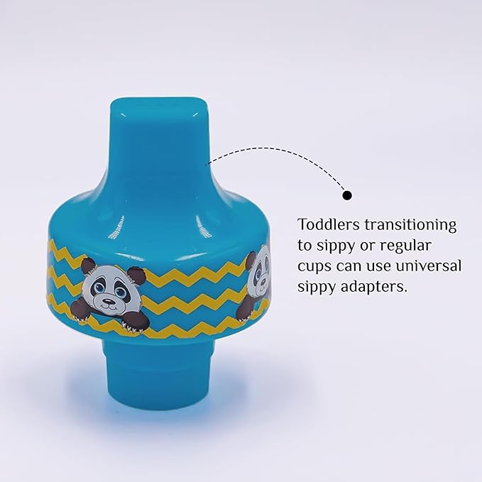 Refresh-a-Baby Bottle Top Spout Adapter – Reusable, Easily Convert Any Bottle into a Spill-Proof Sippy – Perfect for Travel & Everyday Use, BPA-Free, Dishwasher Safe - Pack of 2 (Panda)