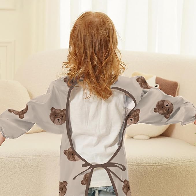 2-Pack Long Sleeve Baby Bib,Coverall Baby Bibs for Eating,Waterproof,Attaches to Highchair&Table,Ages 1 to 3 Years