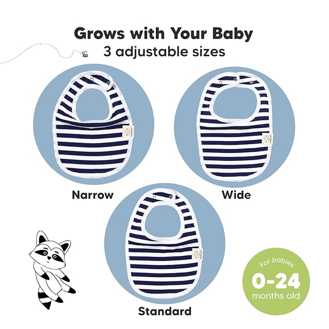 8-Pack Organic Baby Bibs for Boys, Girls - Soft Cotton Drooling and Teething Bibs for Baby Girl & Boy, Extra Absorbent, Easy to Clean & Put On for Toddler, Newborn, Infant 0-24 Months (Azure)