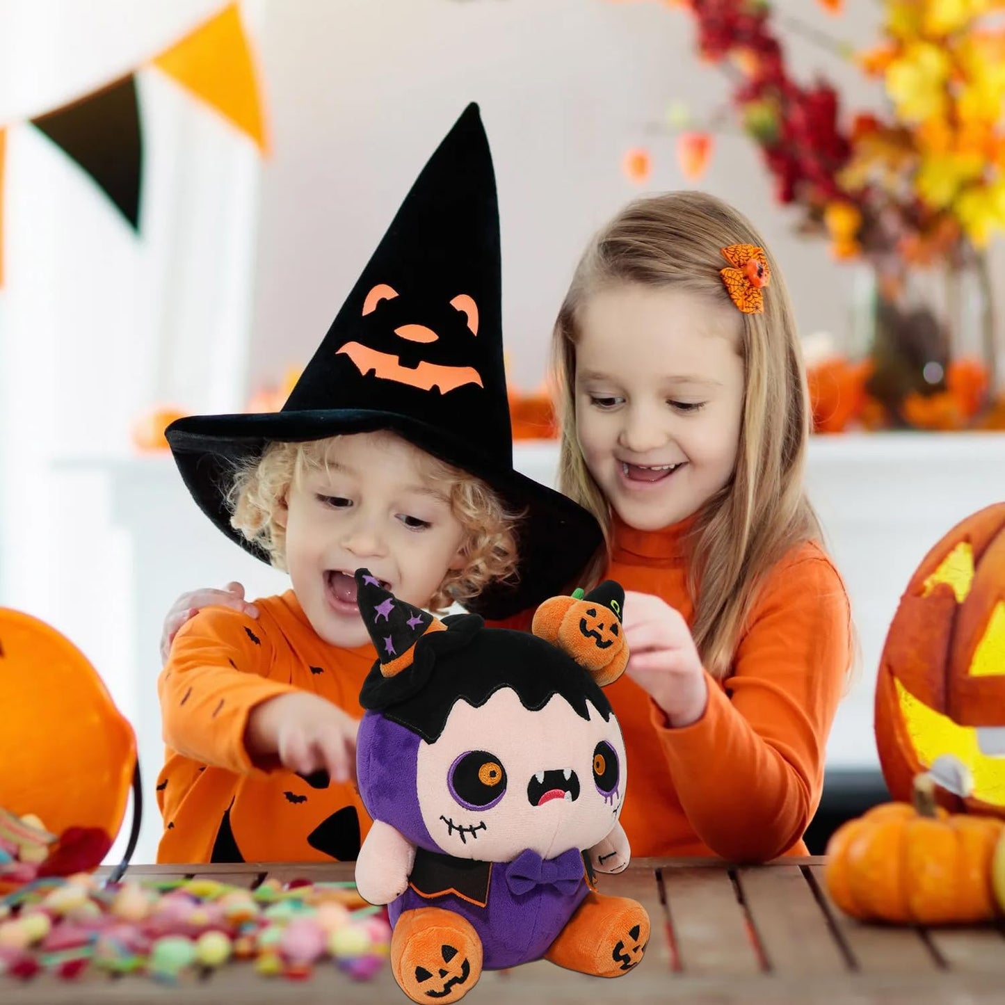 Halloween Monster Plush,Witch & Pumpkin Devil Plush,Soft Halloween Stuffed Animal Scary Plushies for Decor,Gifts & Movie Nights