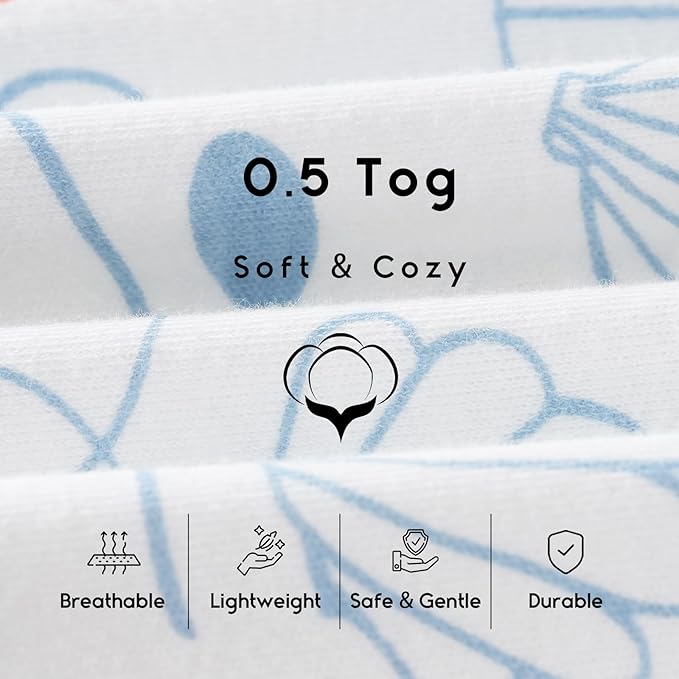 Yoofoss Baby Sleep Sack 12-18 Months 0.5 Tog Wearable Blanket for Baby, 3 Pack 100% Organic Cotton Infant Toddler Sleeping Sack 2-Way Zipper Lightweight Sleep Sack