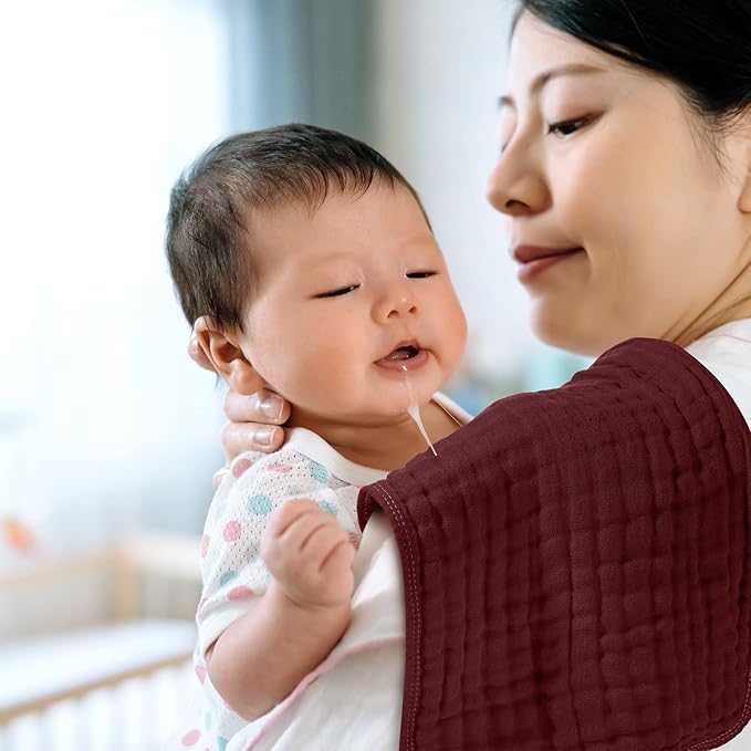 Tallew 8 Pack Muslin Burp Cloths and Baby Bibs for Boy Girl 20" x 10" Cotton Baby Bandana Drool Bibs Muslin Burp Cloths Absorbent Rag for Newborn Toddler Infant Gifts(Fresh Colors)