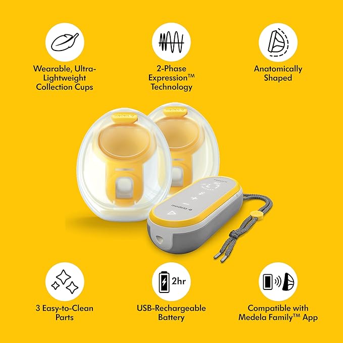 Medela Freestyle Hands-Free Double Electric Breast Pump with Wearable Cups, App Connectivity, Portable Design