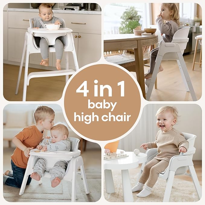 Fodoss 4 in 1 Foldable High Chairs for Babies and Toddlers with Waterproof Cushion, Easy to Clean Baby Chair for Eating, Feeding Chair