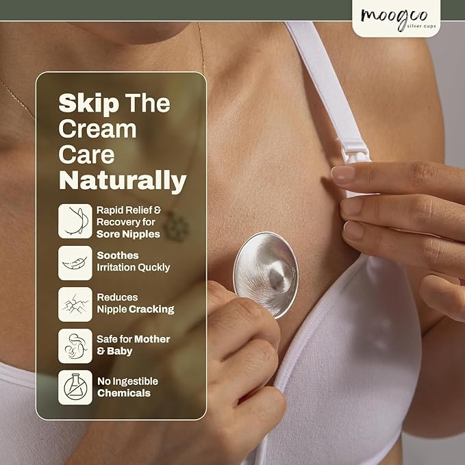 The Original Silver Nursing Cups - Nipple Shields for Breastfeeding Newborn - 999k Nipple Cups - Tri-Laminate Silver - Silver Nipple Covers Breastfeeding - 999k (X-Large)