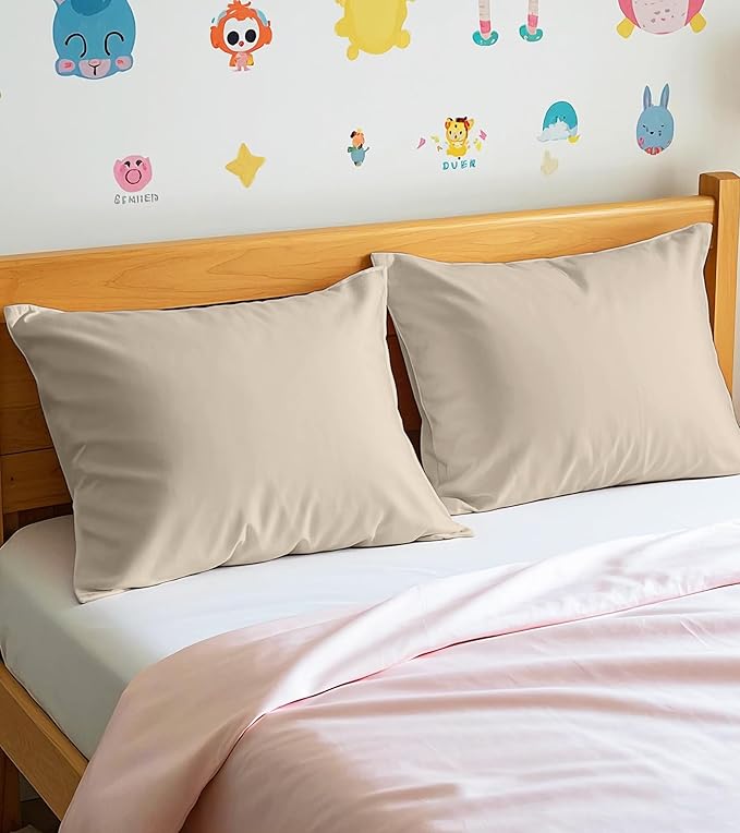 Deep Dream Toddler Pillowcases for 13x18 Pillow 2 Pack, 100% Cotton Travel Pillow Case Cover, 600 Thread Count Cotton Pillow Covers, Soft & Breathable Small Pillow Cases Envelope Closure, Cream