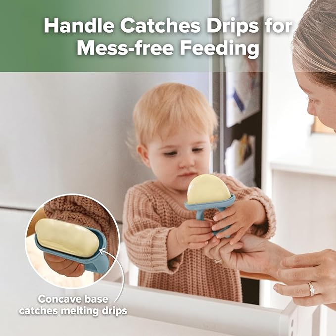 Haakaa Chilly Monster Breastmilk Popsicle Molds, Silicone Popsicle Molds for Baby Teething Relief, BPA Free Frozen Breast Milk Teether Popsicle Maker & Ice Pop Molds for Infant 6m+(Sky Blue + Mustard)