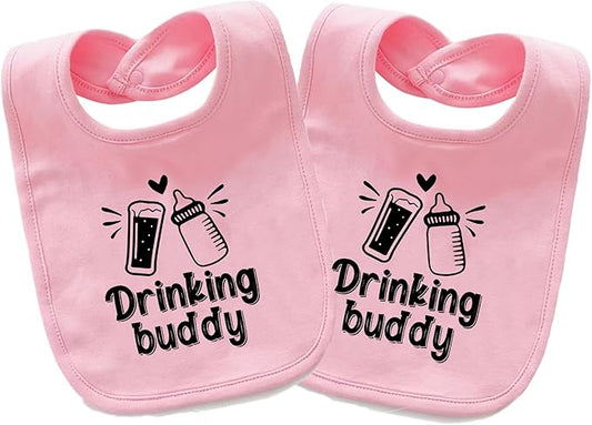 Baby Twins Bibs Drinking Buddy Newborn Baby Bibs Cute Unisex Bibs Set Toddler Baby Boy Girl Bibs