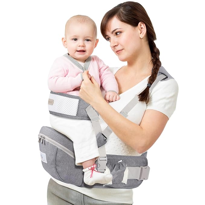 Baby Hip Seat Carrier, Ergonomic Waist Stool for Child Infant with Adjustable Strap Pocket Soft Base, Baby Hip Carrier for Newborns & Toddlers